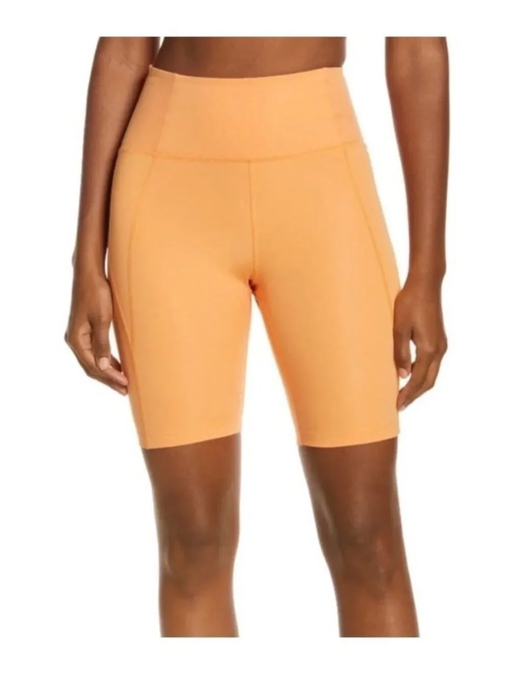Girlfriend Collective High-Rise Bike Short Orange Recycled L Athletic Workout